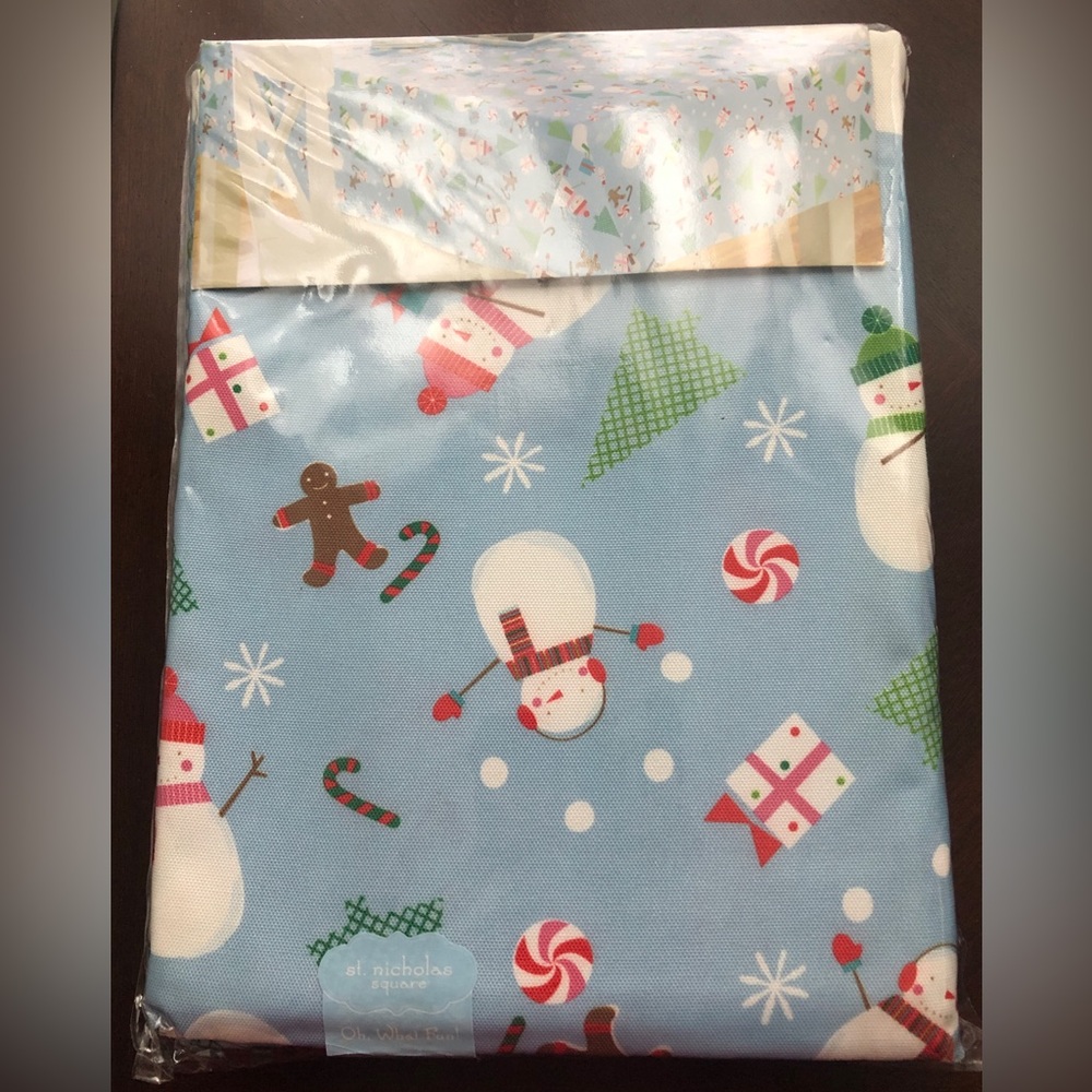 St. Nicholas Square “Oh What Fun” vinyl tablecloth